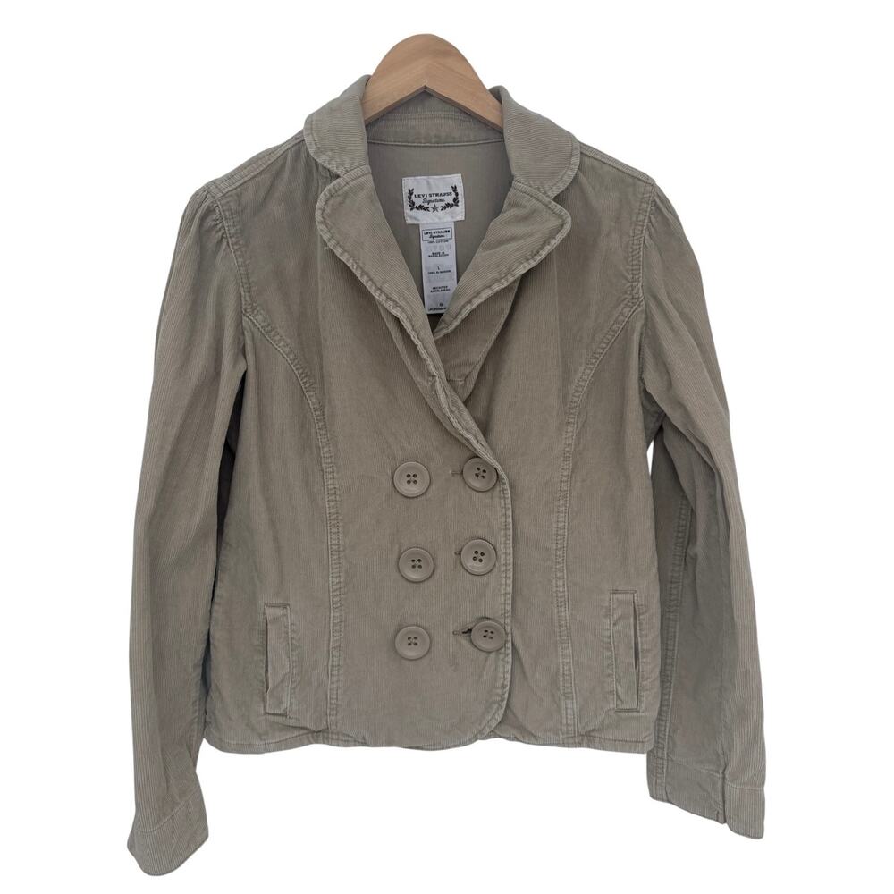 Levi Strauss Signature Corduroy Jacket Womens Large Beige Peacoat